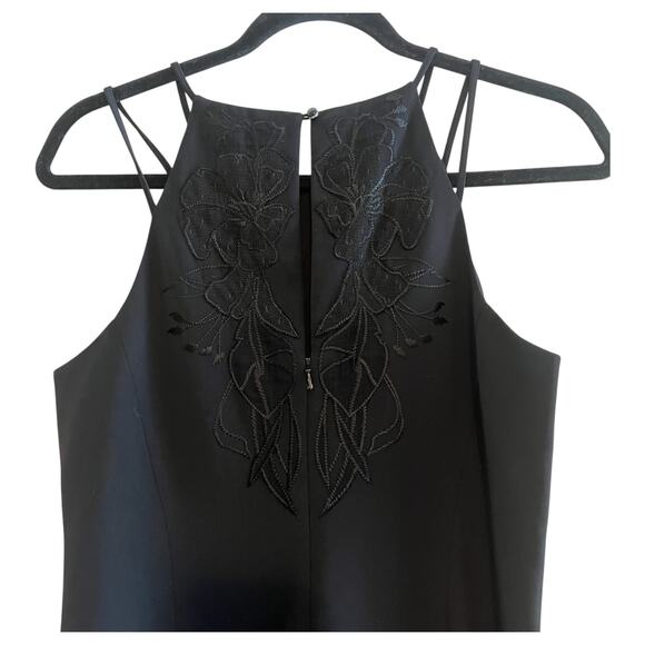 Karen Millen Embroidered Floral Double Strap Pencil Mini Dress Black Size 8 - Picture 6 of 9